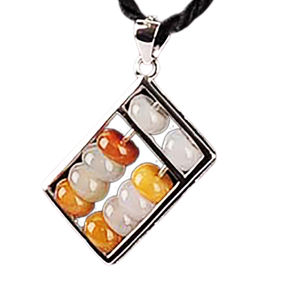 翠玉算盤925銀黑繩項鍊【十方】141211