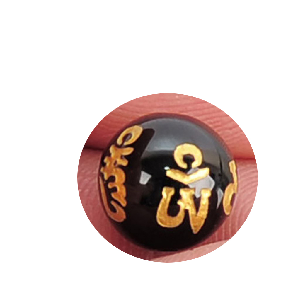 六字真言 {黑玉髓} 金字 精雕   1個【十方】141474