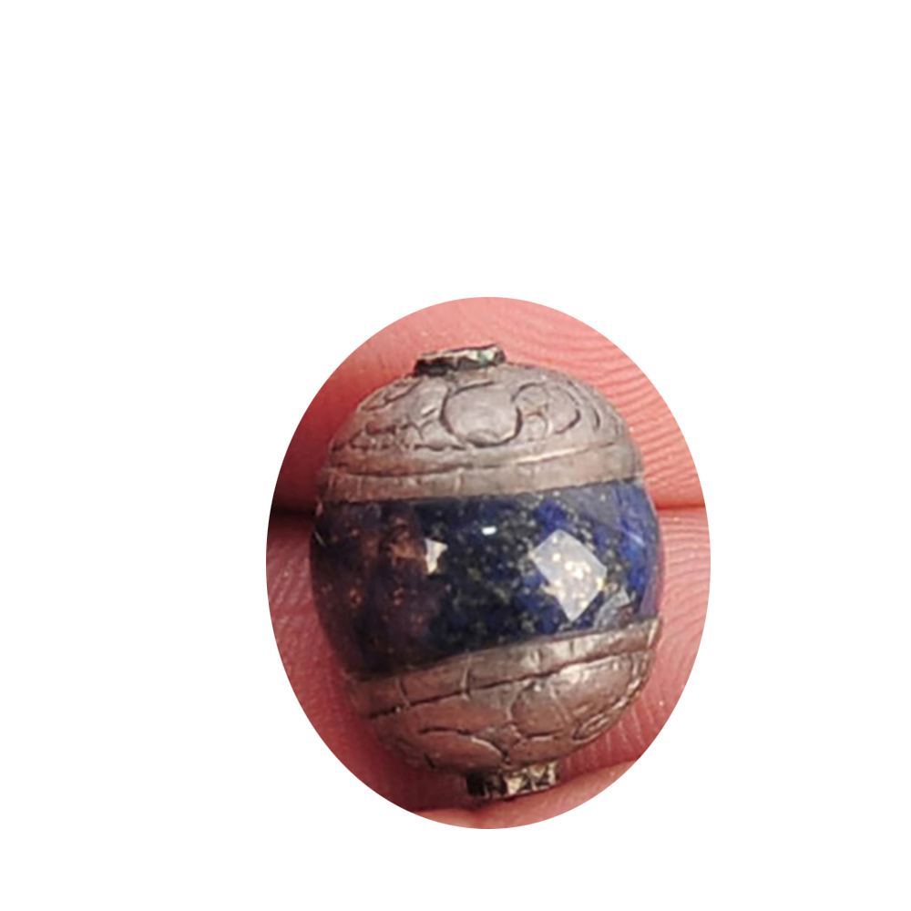 青金石鑲銀珠1.7*1.3cm【十方】141440