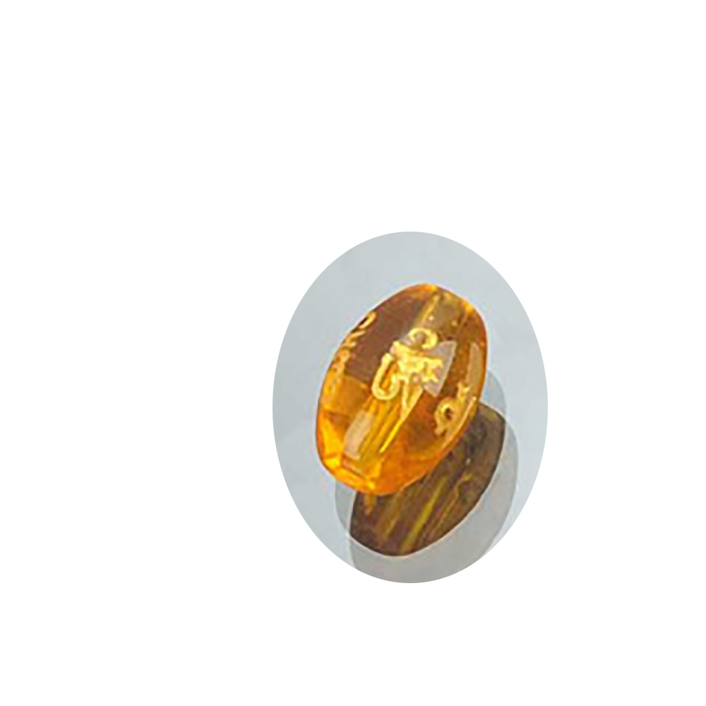 六字真言 黃晶 雕 珠0.8*1.4cm【十方】141734