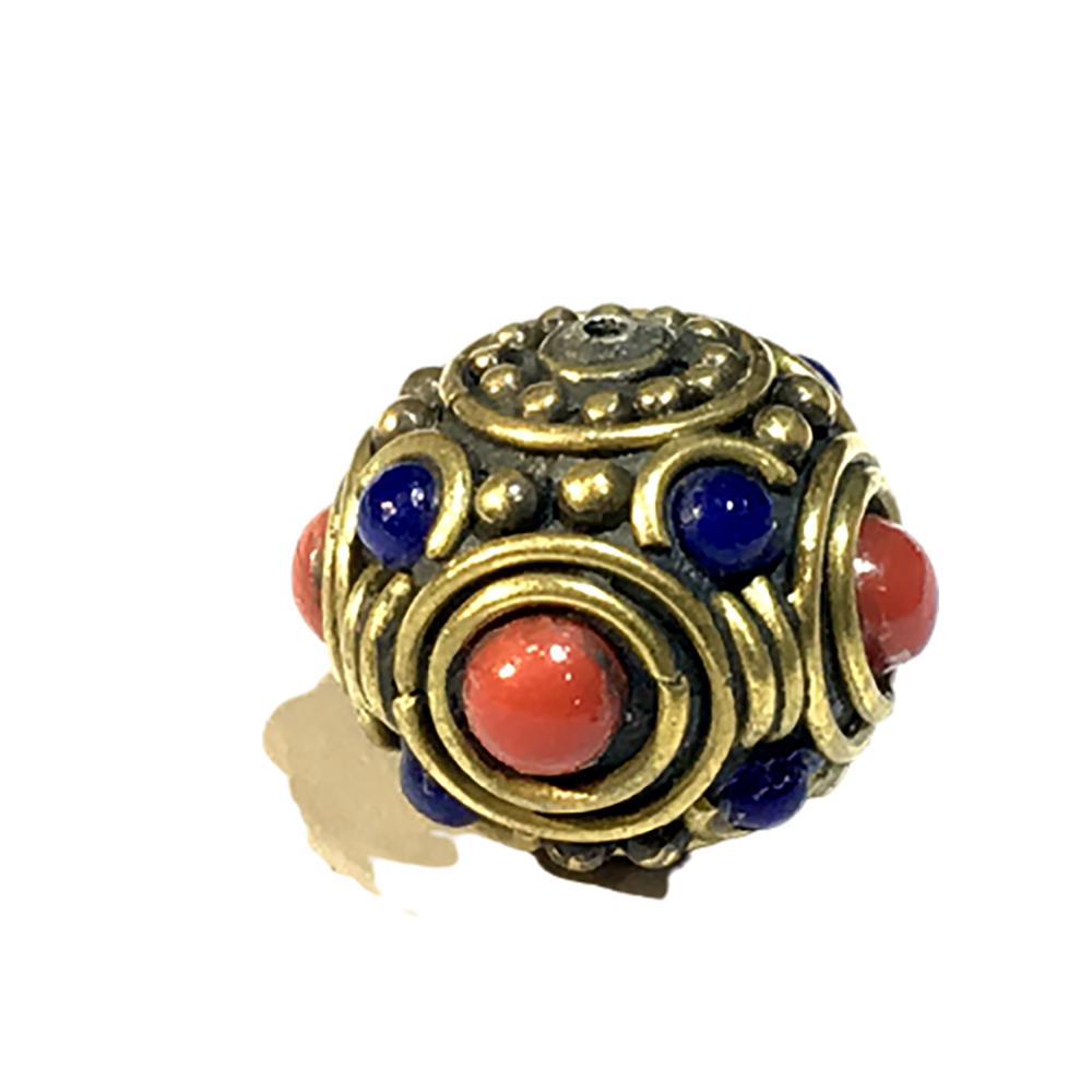 藏式手工襄青金石銅珠【十方】143340