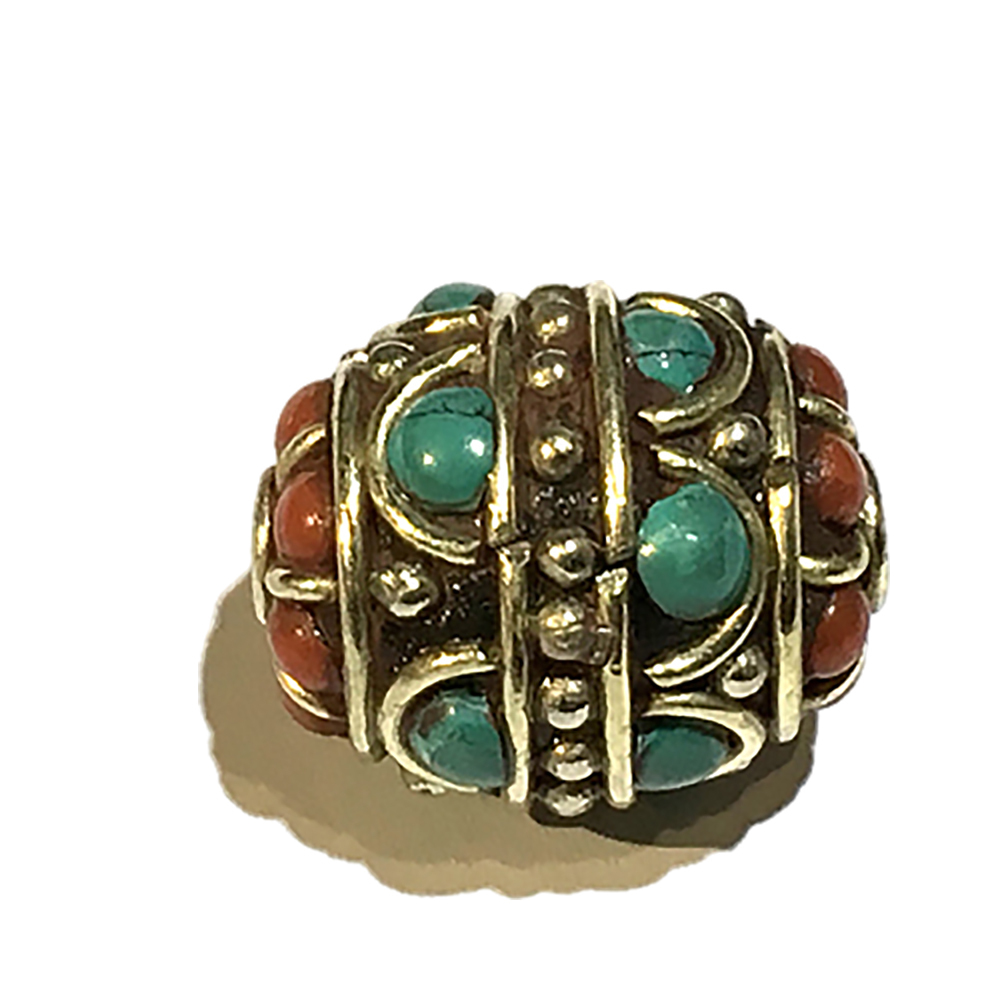 藏式手工襄綠松石銅珠【十方】143339