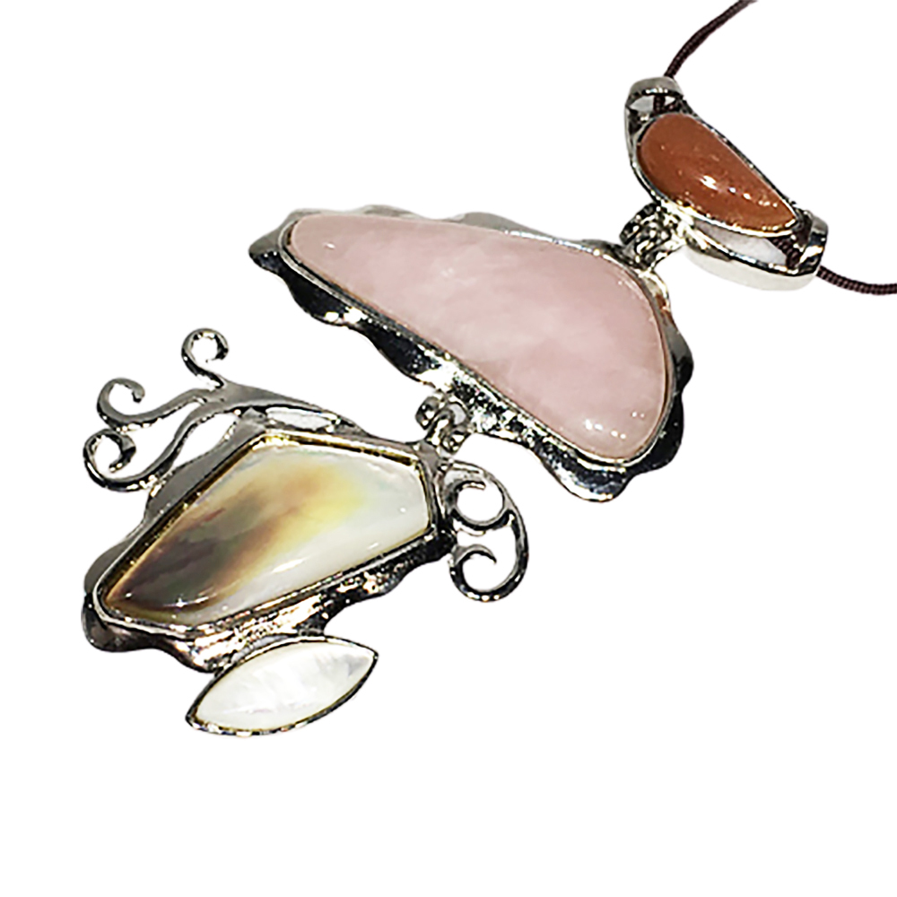 粉晶+紅玉髓+硨磲 典雅風墜飾【十方】143301