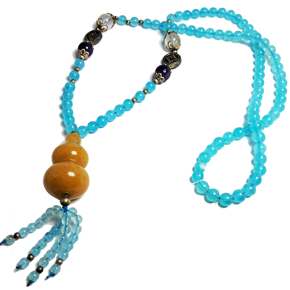 葫蘆{黃玉}+天河石項鍊 8mm【十方】143494