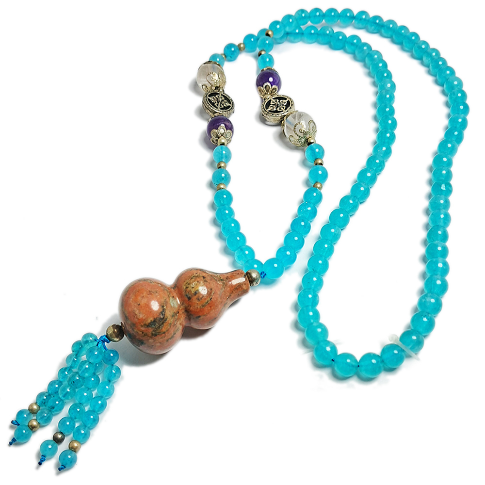 葫蘆(紅彩玉)+天河石項鍊 8mm【十方】143493