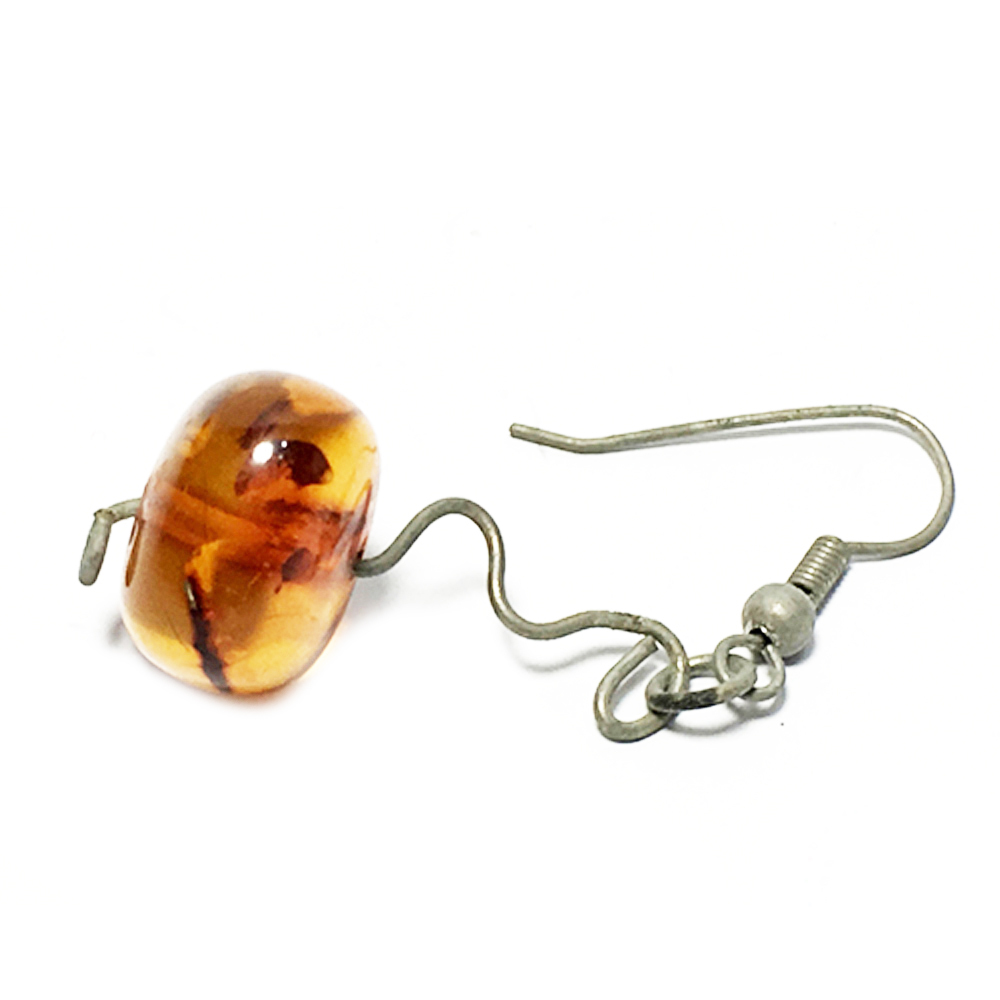 金絲琥珀耳環1對1.8*0.8公分【十方】145125