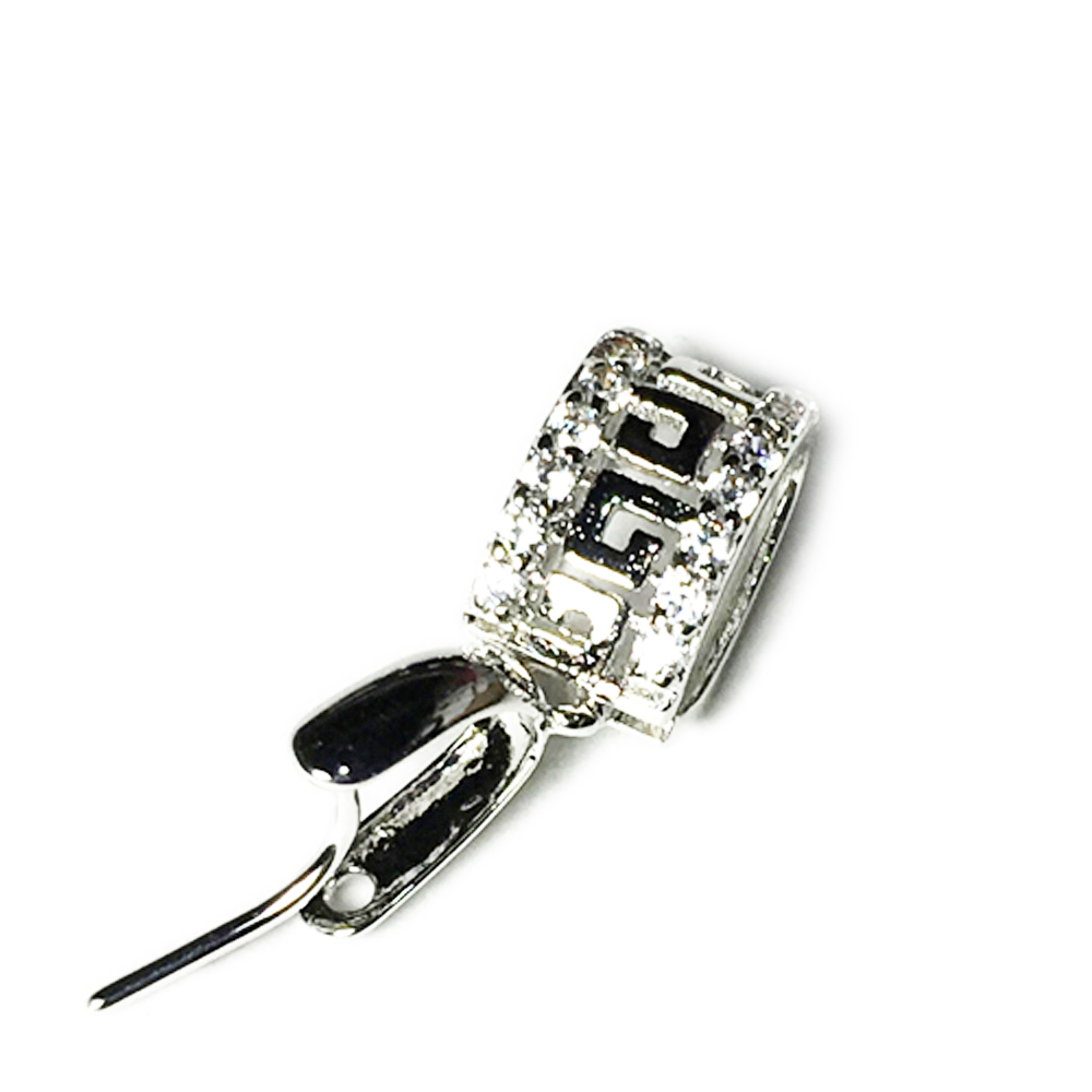 迴旋鑲鑽墜飾銀白k扣頭0.8*0.4cm【十方】145229