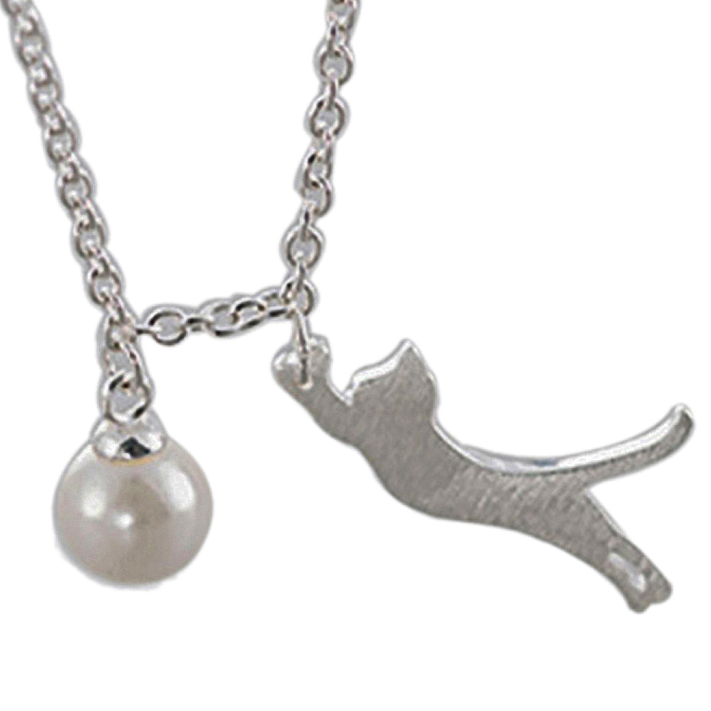 珍珠貓咪925純銀 項鍊【十方】149291