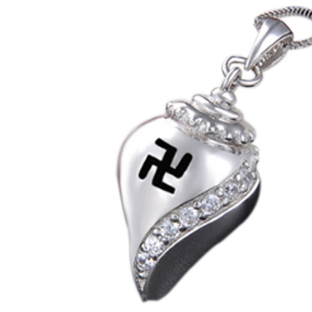 卍 海螺形鑲鋯石{925純銀}+純銀項鍊【十方】153576