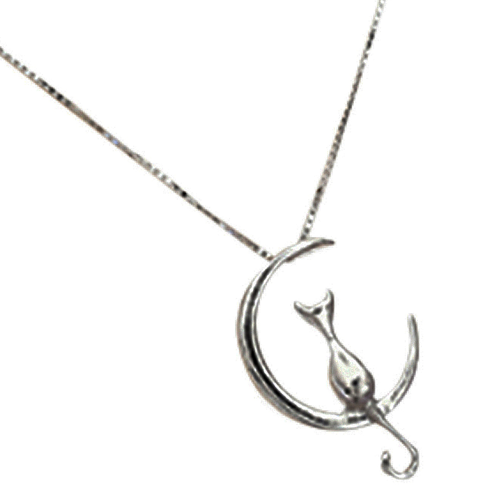 月亮上貓咪925純銀項鍊【十方】149275