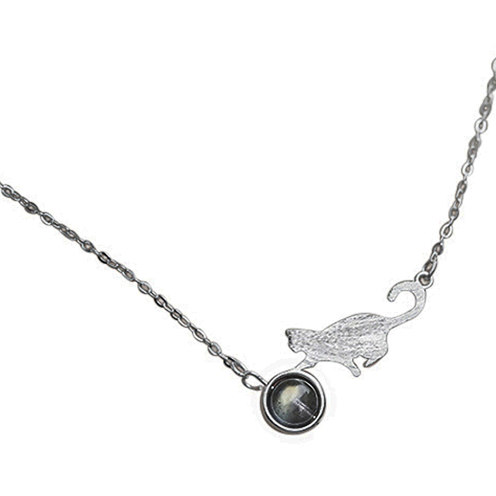 月光石銀貓 925純銀 項鍊【十方】149305