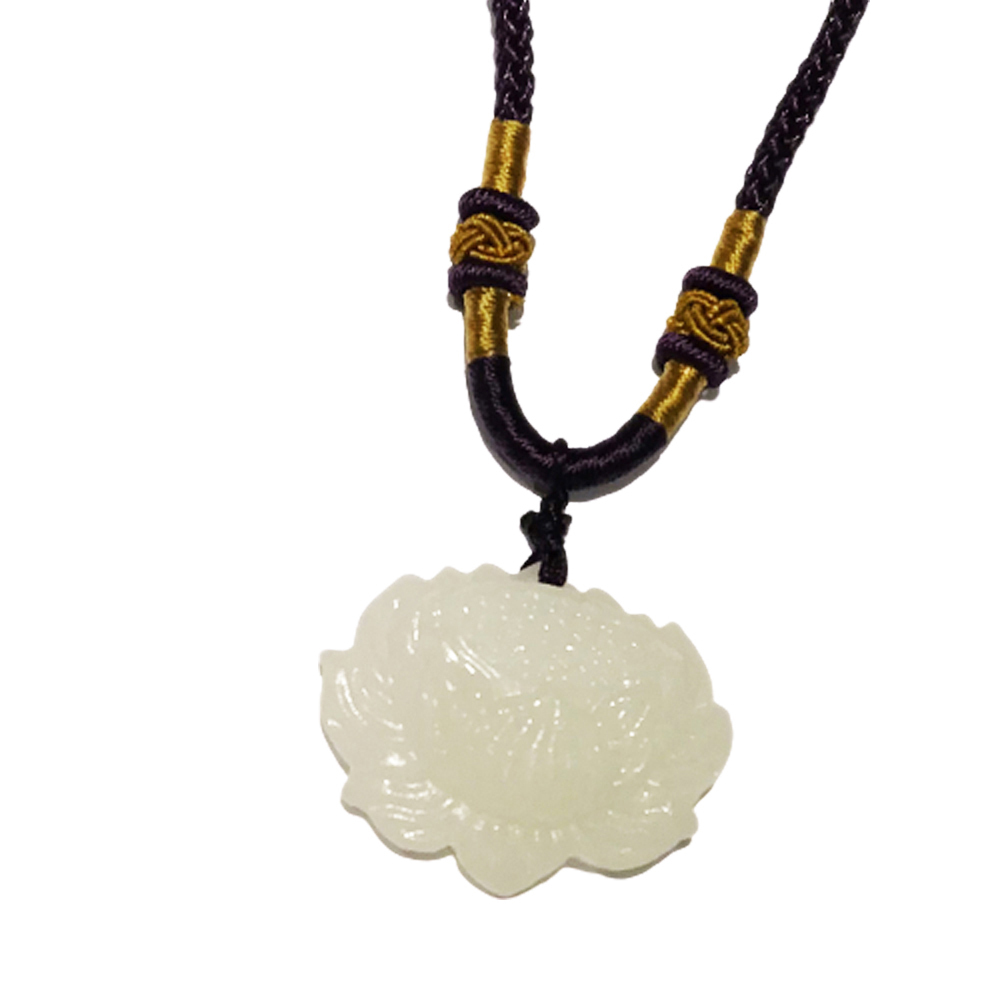 白玉蓮花 紫色中國結項鍊【十方】149436