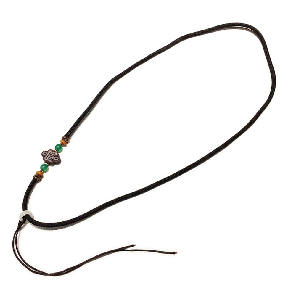 紫檀吉祥雲襄銀絲+黑色中國結項鍊 配件【十方】149363