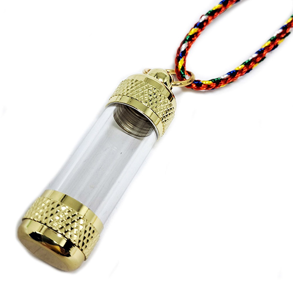 圓管{金色}舍利盒五色線項鍊3.4公分【十方】149689