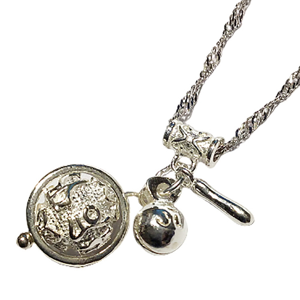 六字真言轉運珠+精進木魚925銀項鍊【十方】150320