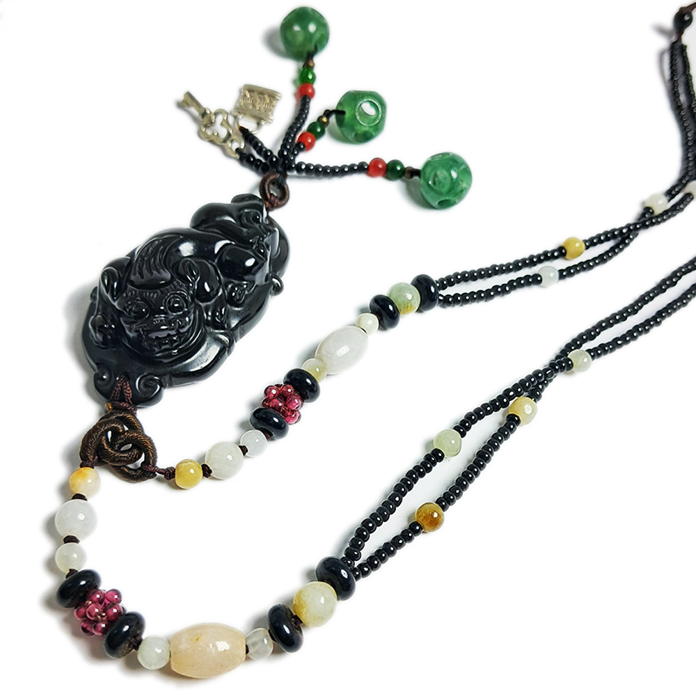 招財貔貅{黑曜岩}事業有成項鍊【十方】150587