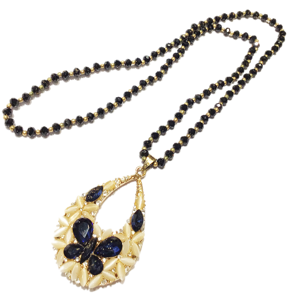 蝴蝶寶石黑琉璃項鍊【十方】151032