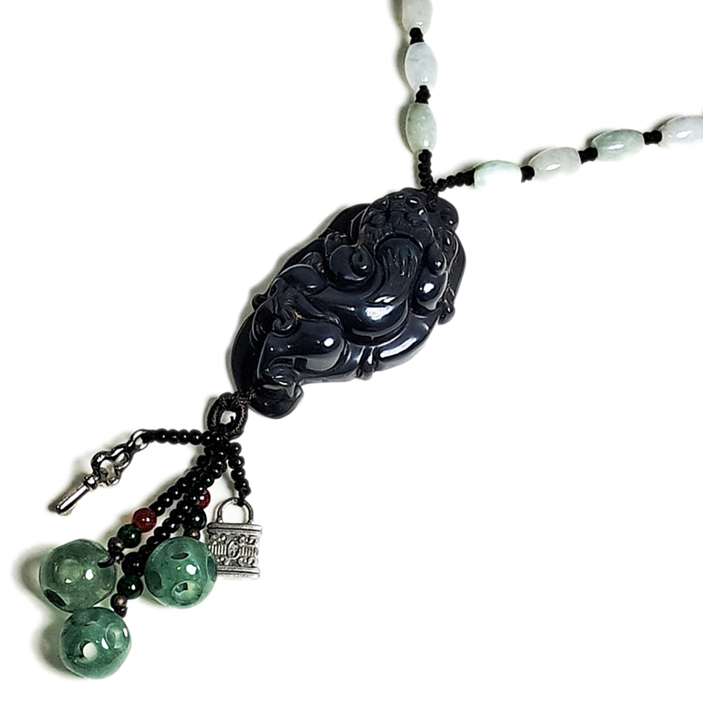 招財豼貅{黑曜石}中國結項鍊【十方】151617