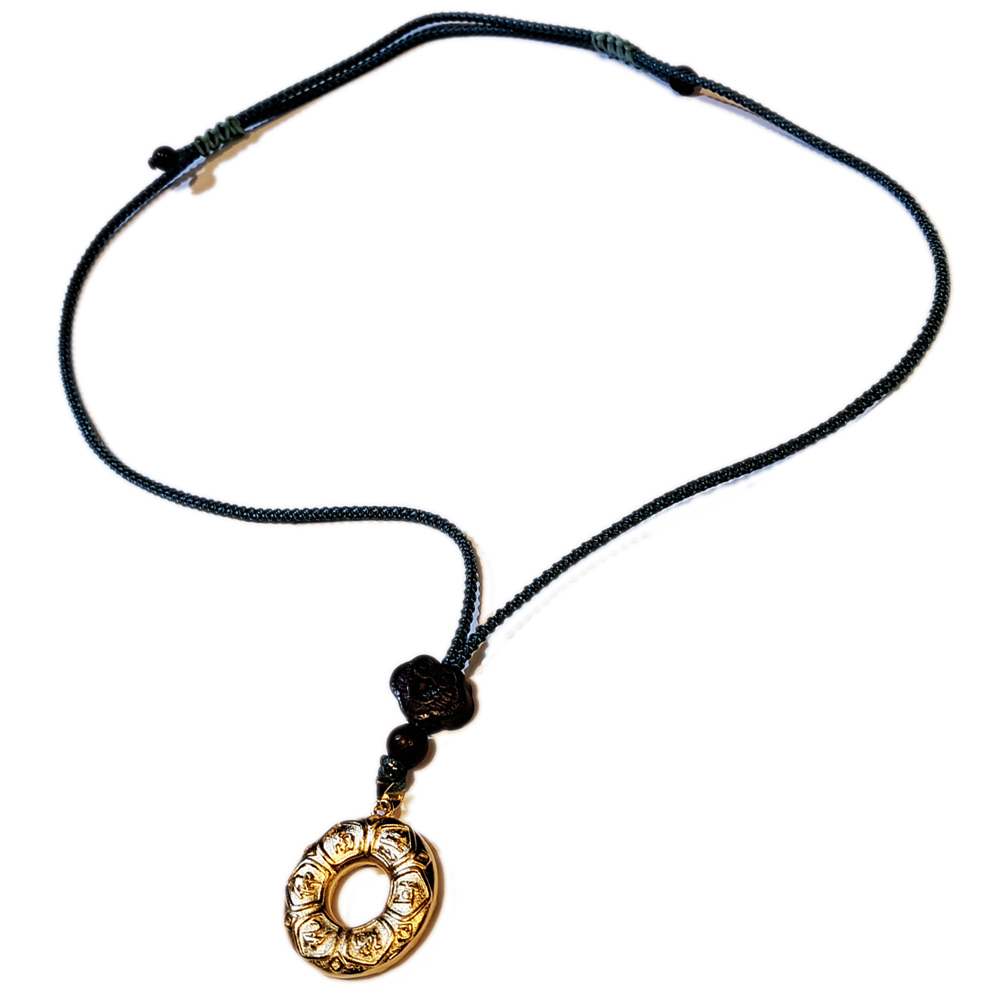 六字真言平安扣{沙金}中國結項鍊【十方】151262