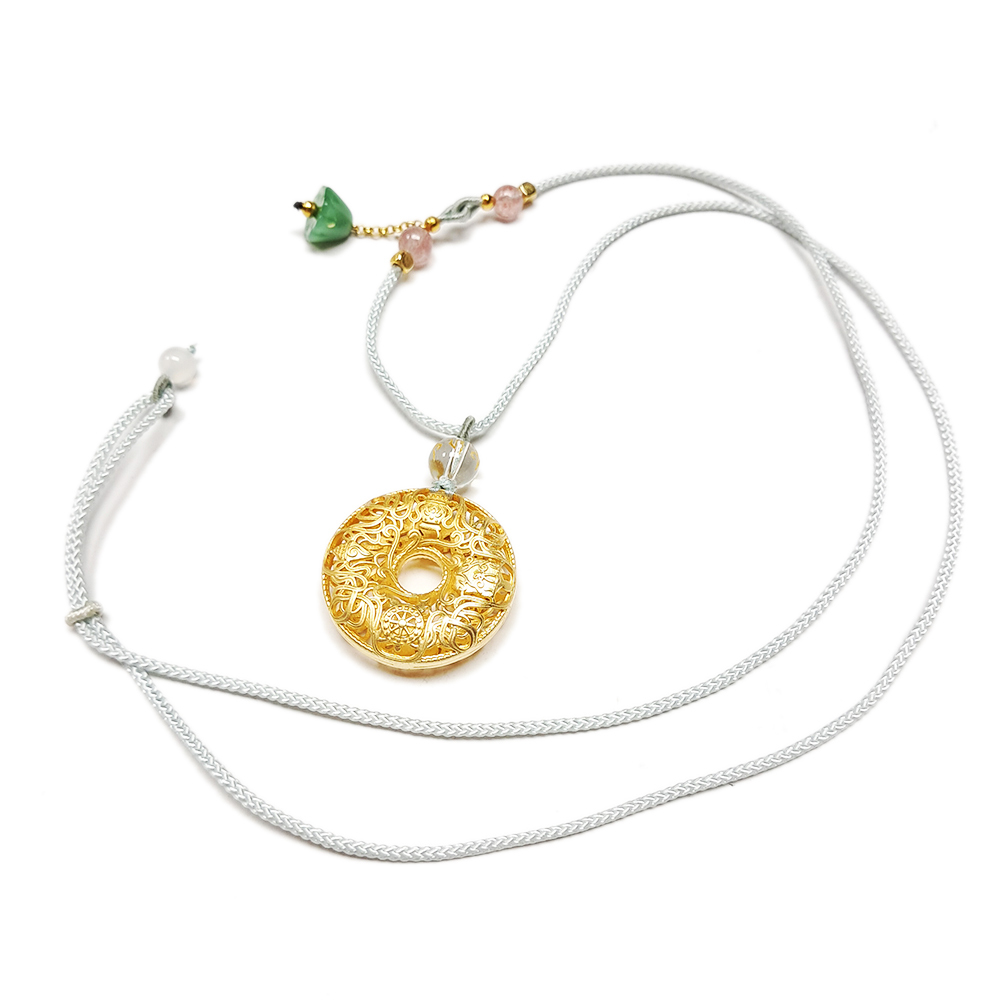 八吉祥 平安扣{沙金}中國結項鍊【十方】151909