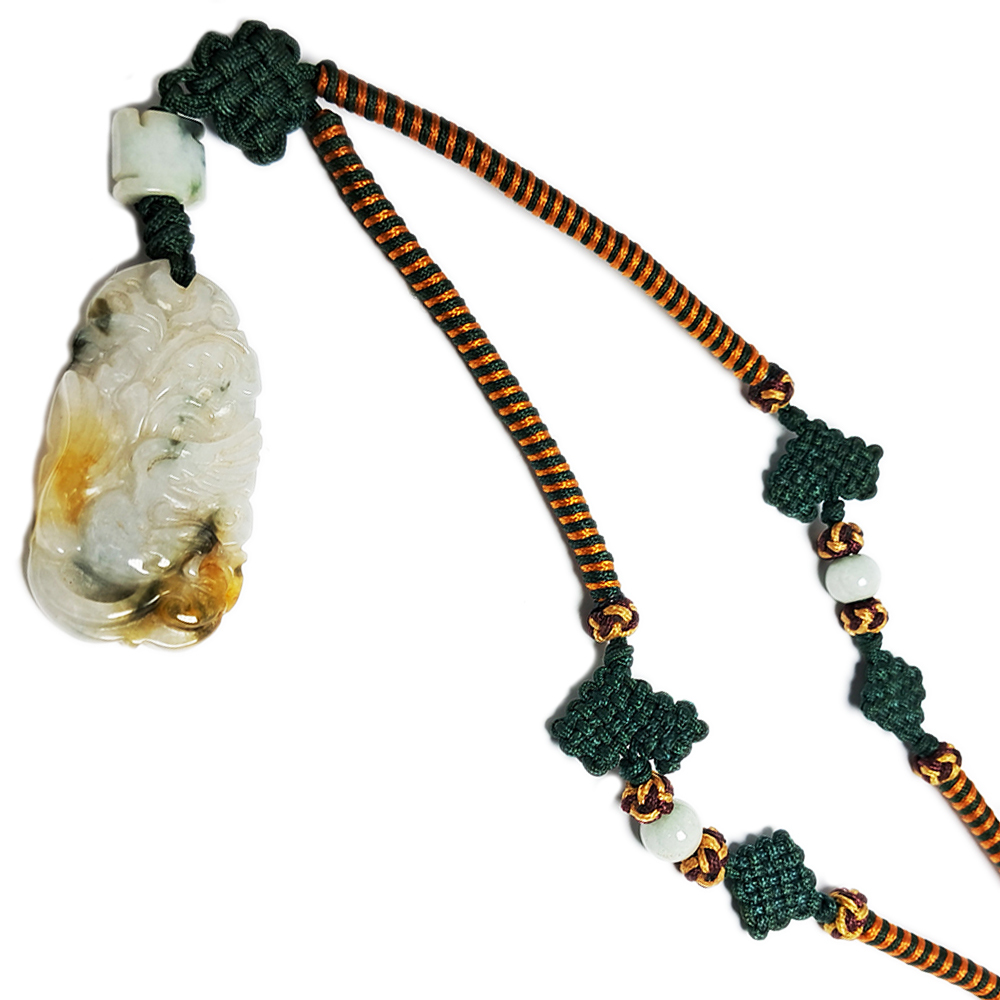 鳳凰報喜三彩玉中國結項鍊【十方】119957