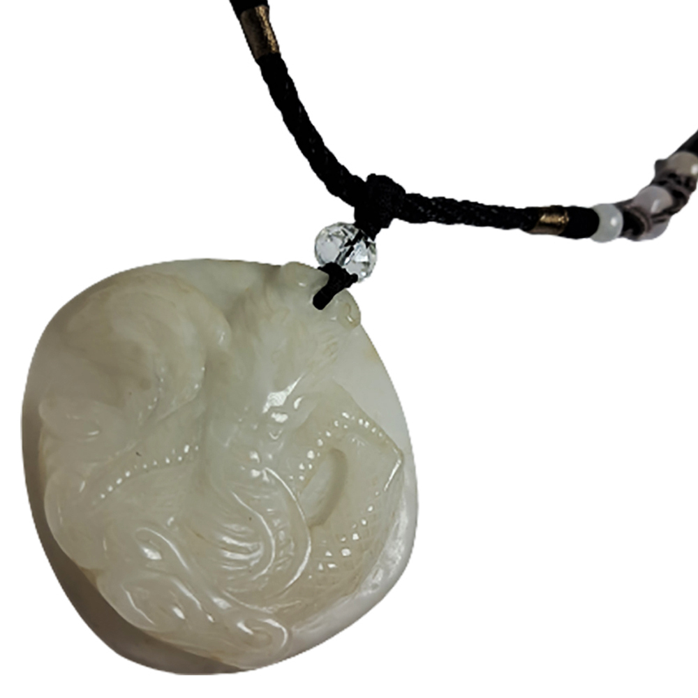 六合貴人{雞龍}白玉龍中國結項鍊【十方】123430