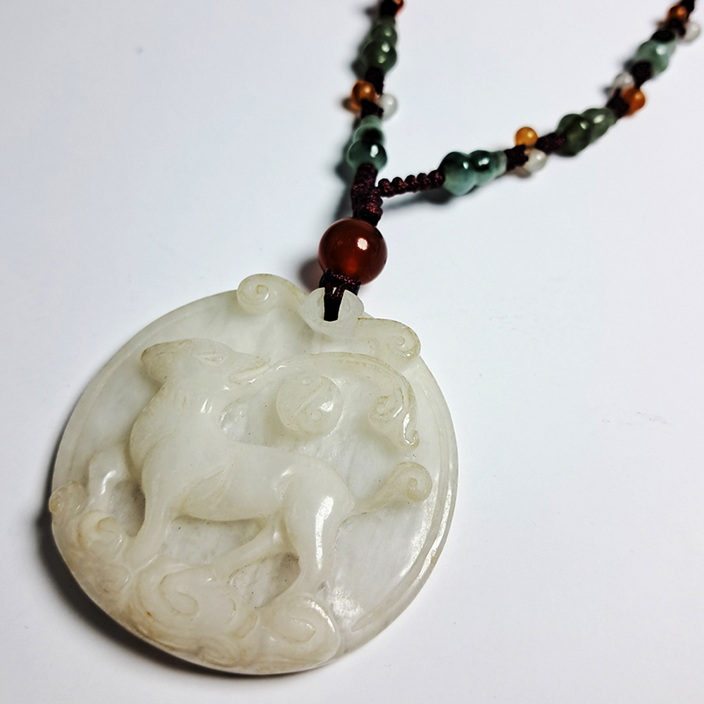 六合貴人{兔狗}白玉狗中國結項鍊【十方】123433