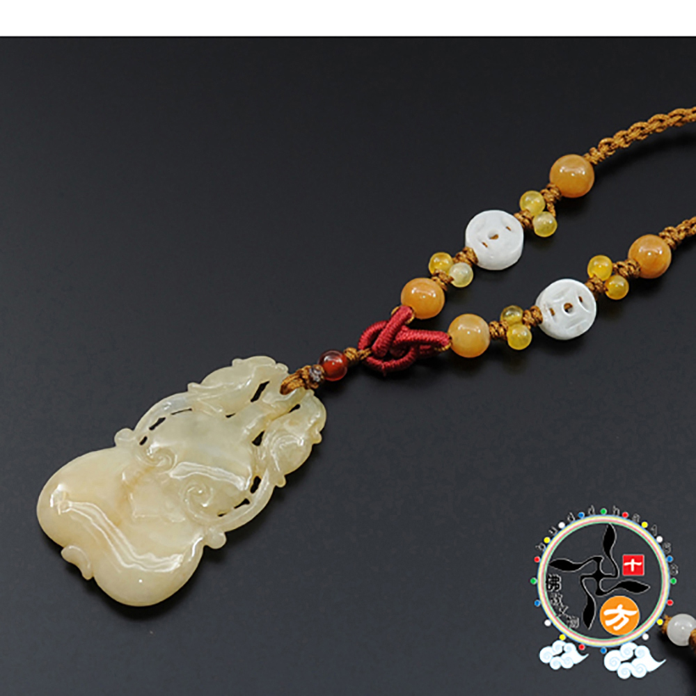 福祿蜜糖黃玉中國結項鍊【十方】123535