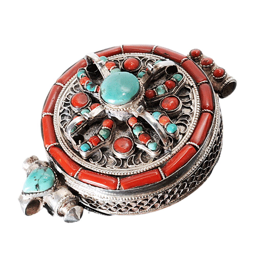 紅珊瑚&綠松石{十字杵}精工{純銀}嘎嗚【十方】127694