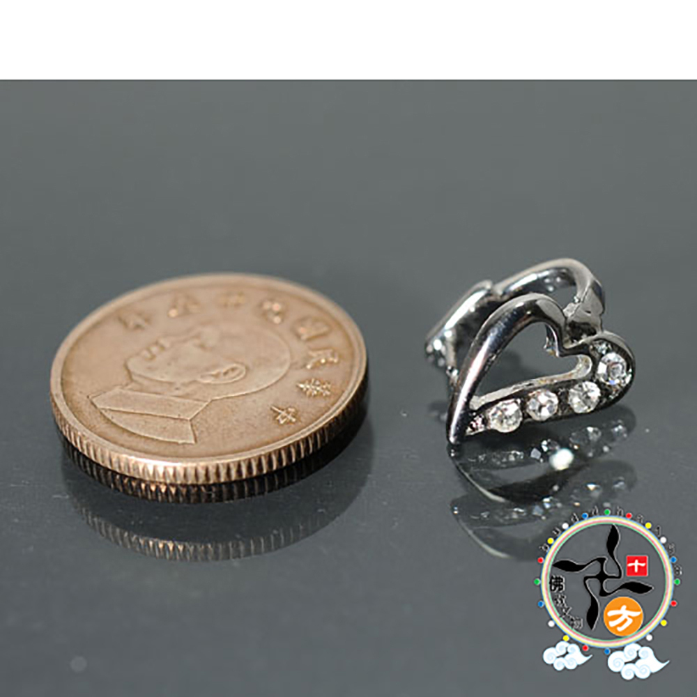 心形鑲鑽墜飾扣頭寬約1.3*1.1*1 公分【十方】128993