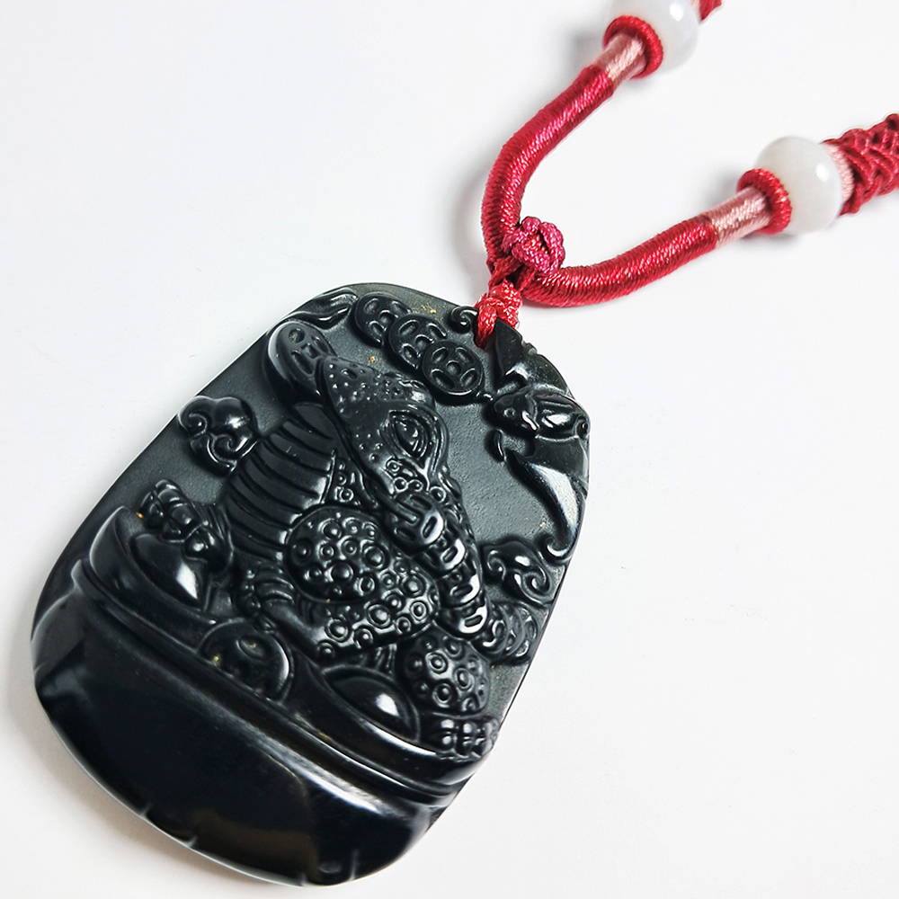 招財蟾蜍黑曜岩項鍊【十方】131197