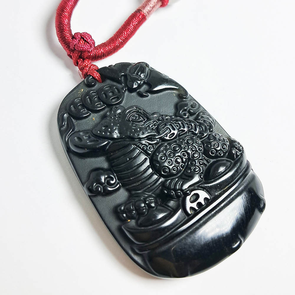 招財蟾蜍黑曜岩項鍊【十方】131197