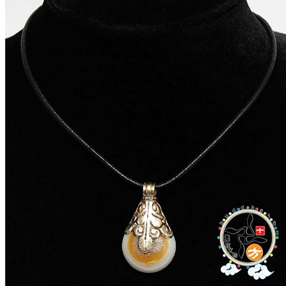 老白玉髓{藏銀}黑繩項鍊【十方】133967