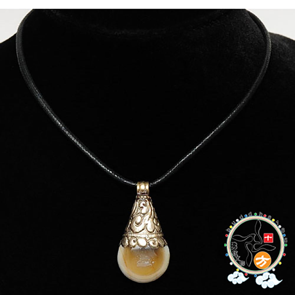 老白玉髓{藏銀}黑繩項鍊【十方】133964