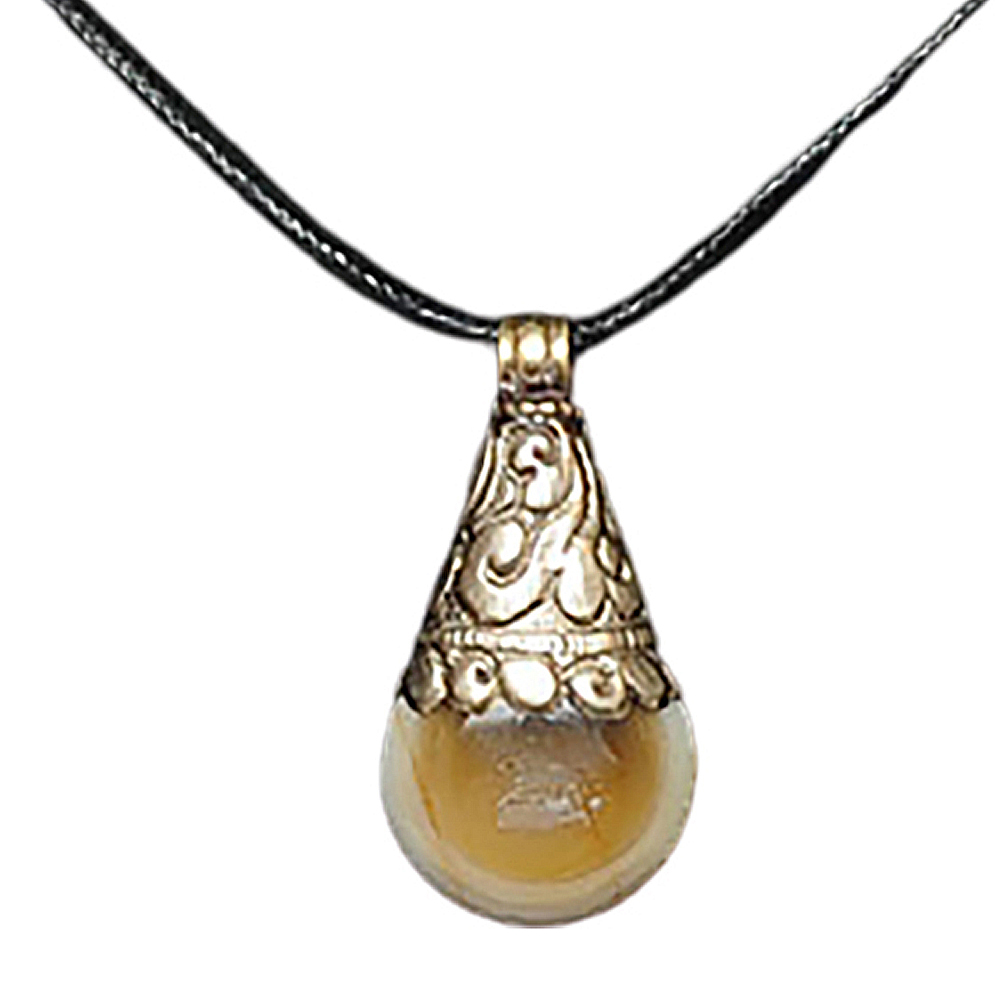 老白玉髓{藏銀}黑繩項鍊【十方】133964