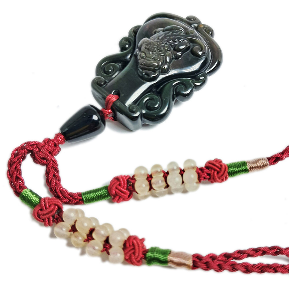 寶瓶貔貅黑曜岩中國結項鍊【十方】133996