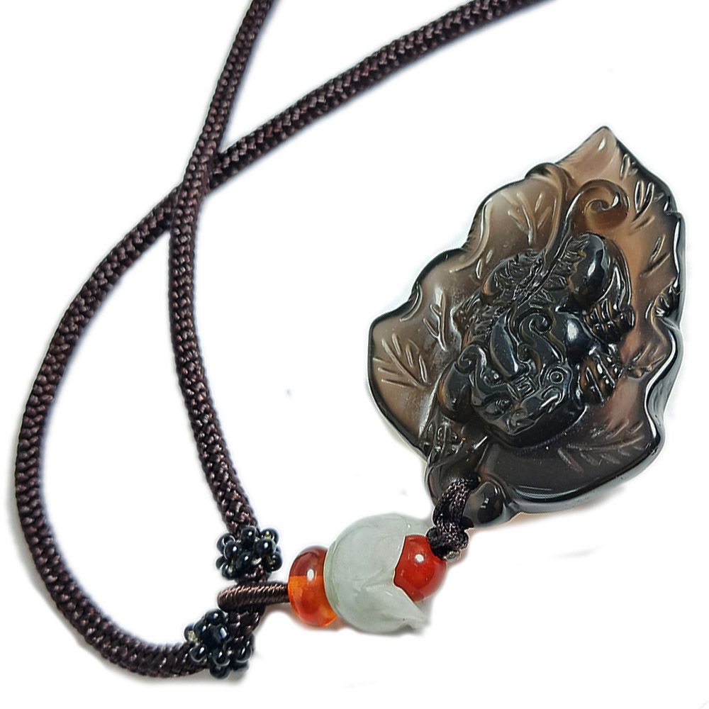 冰種黑曜岩貔貅(事業有成)項鍊【十方】134273