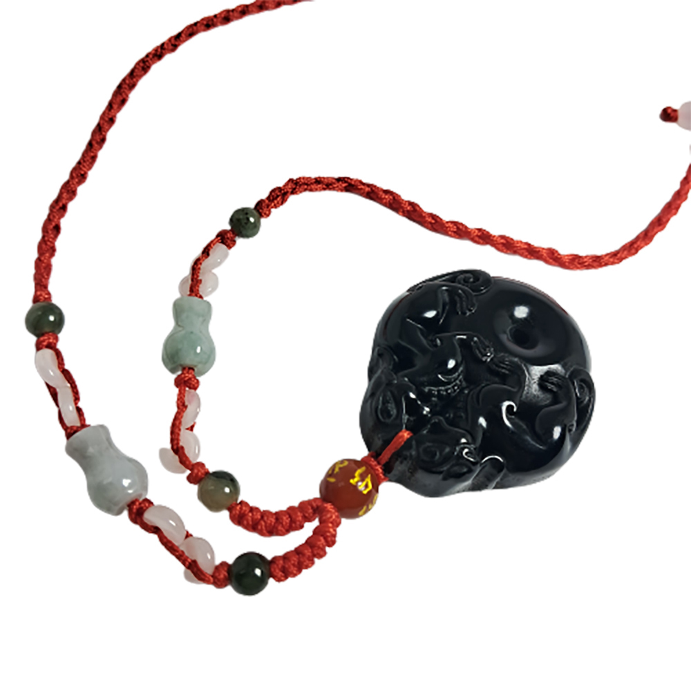 貔貅守財(黑曜岩)中國結項鍊【十方】134214