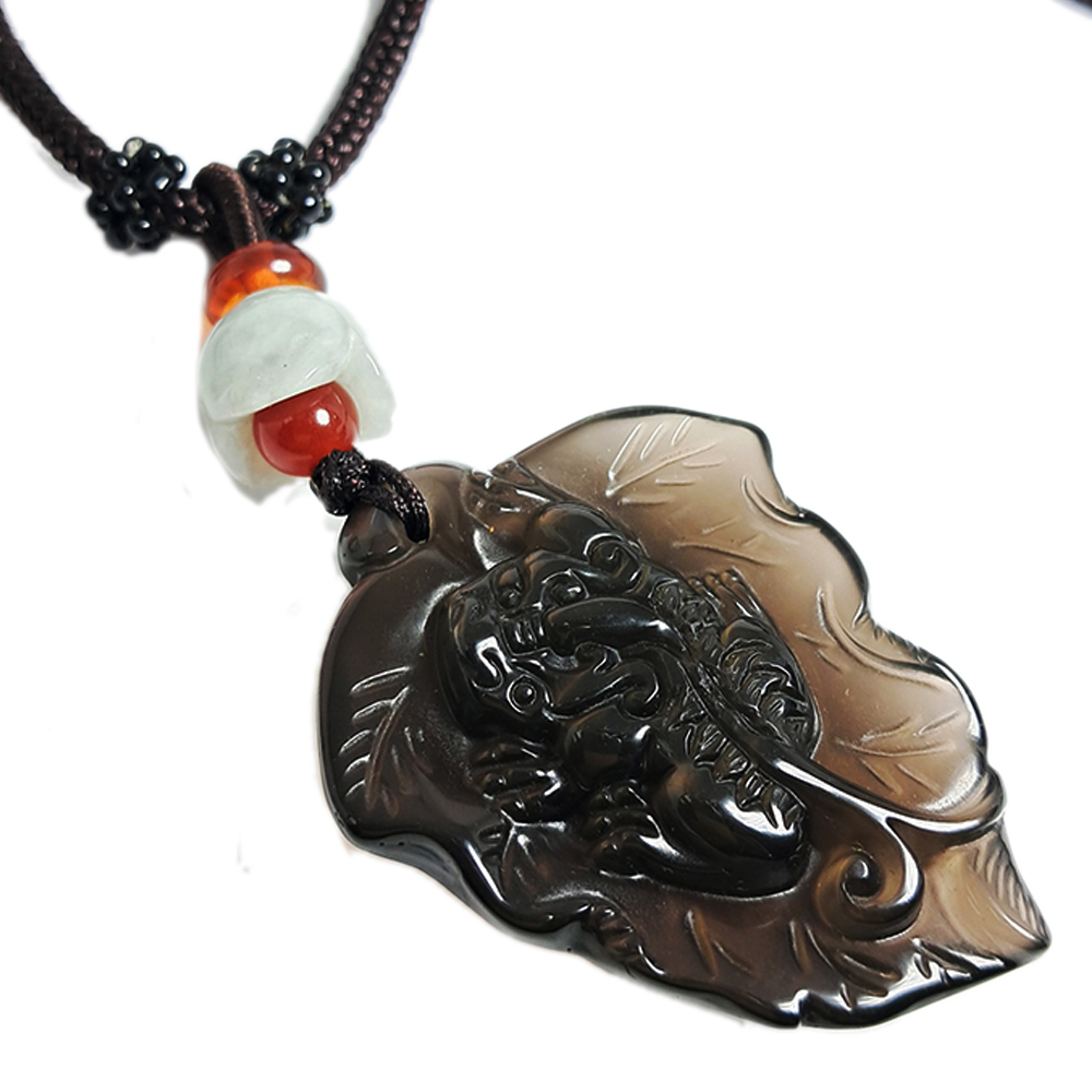 冰種黑曜岩貔貅(事業有成)項鍊【十方】134273