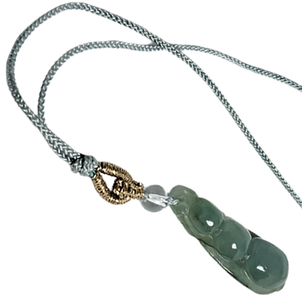 玉豌豆{淺油青}玉珮中國結項鍊【十方】134884