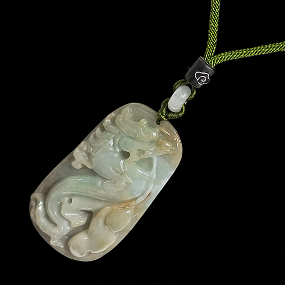 祥龍獻瑞{緬甸玉}湖青玉珮 【十方】135504