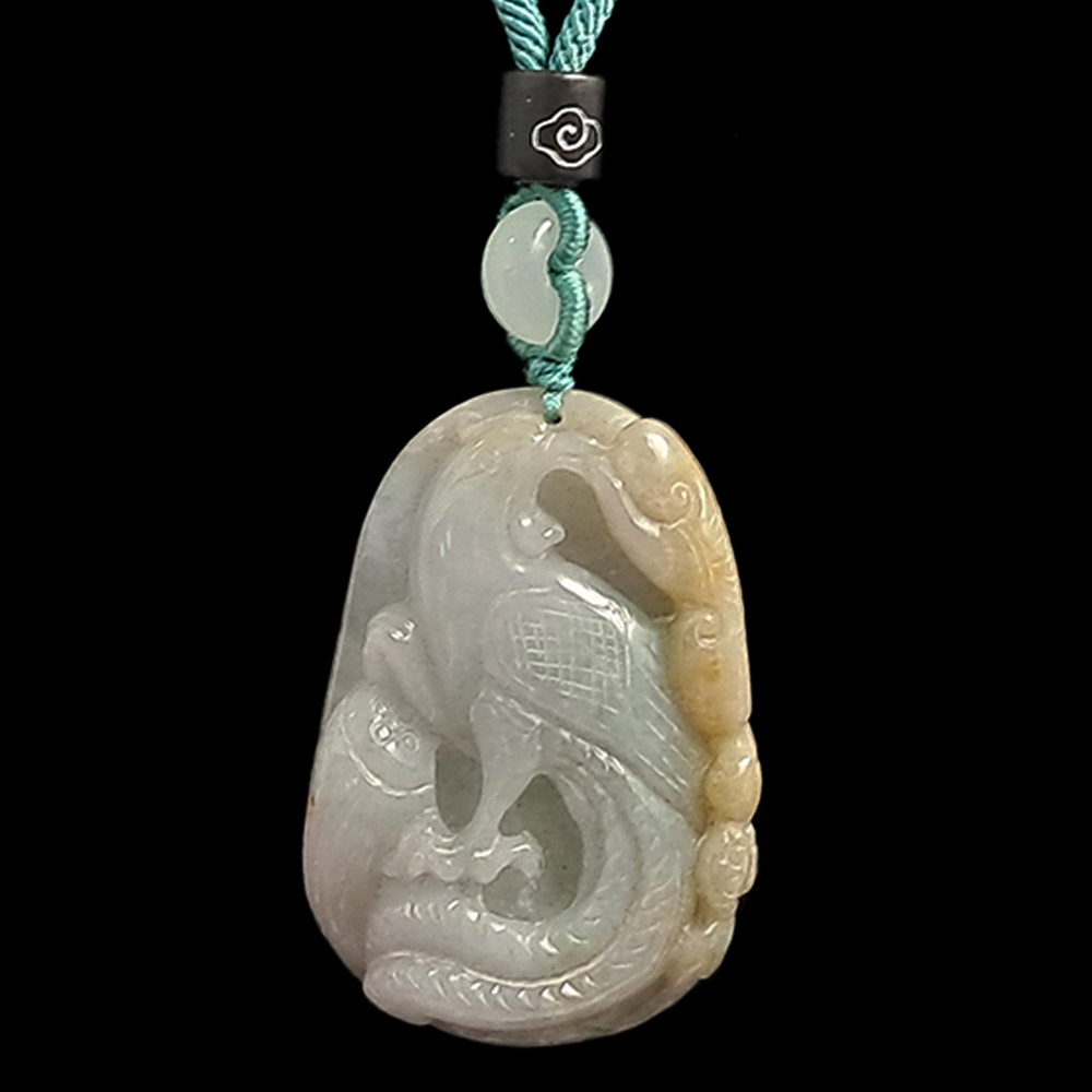 財寶鳳凰{湖青帶蜜黃}中國結項鍊【十方】135600