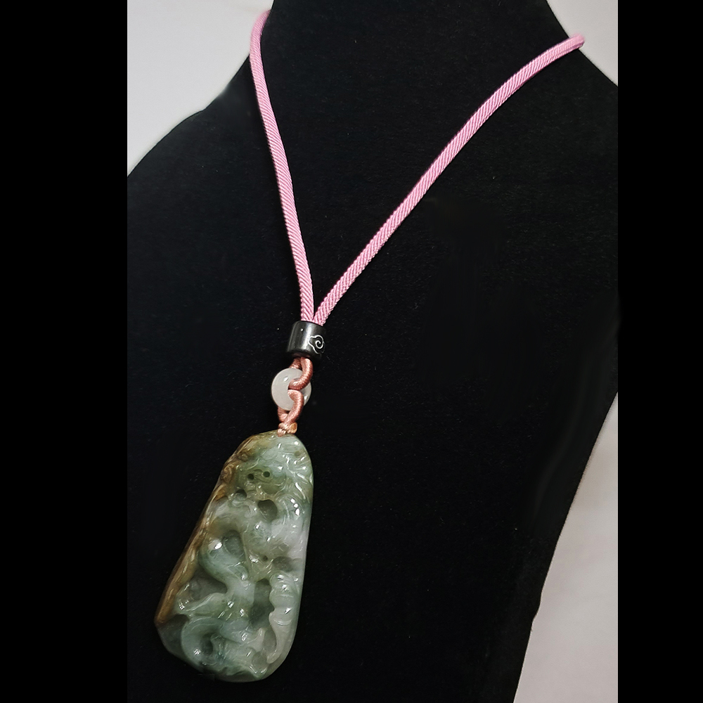 祥龍獻瑞{緬甸雙彩翡翠}中國結項鍊【十方】135628