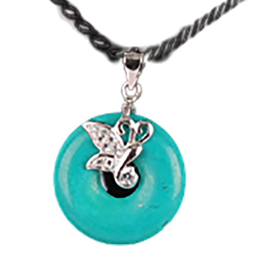 綠松石{平安扣} 2公分+黑繩項鍊【十方】136479