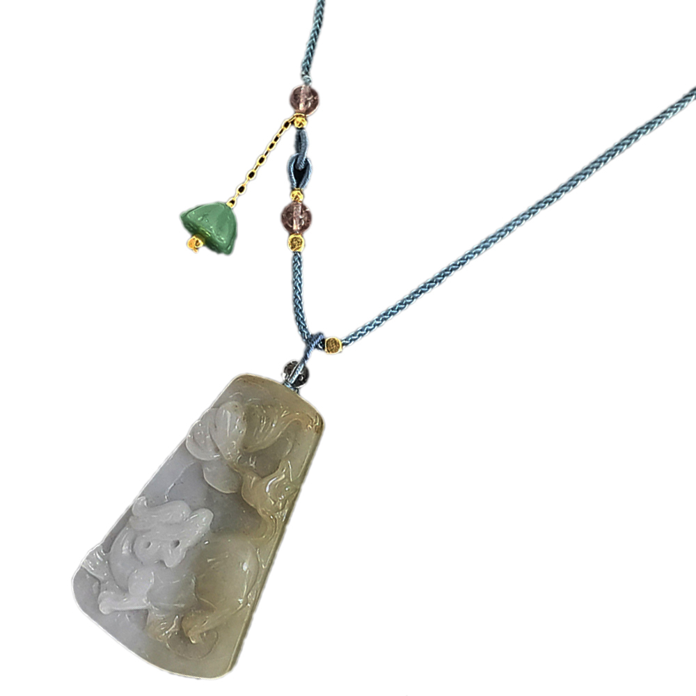 麒麟 湖青玉佩 中國結項鍊【十方】136934