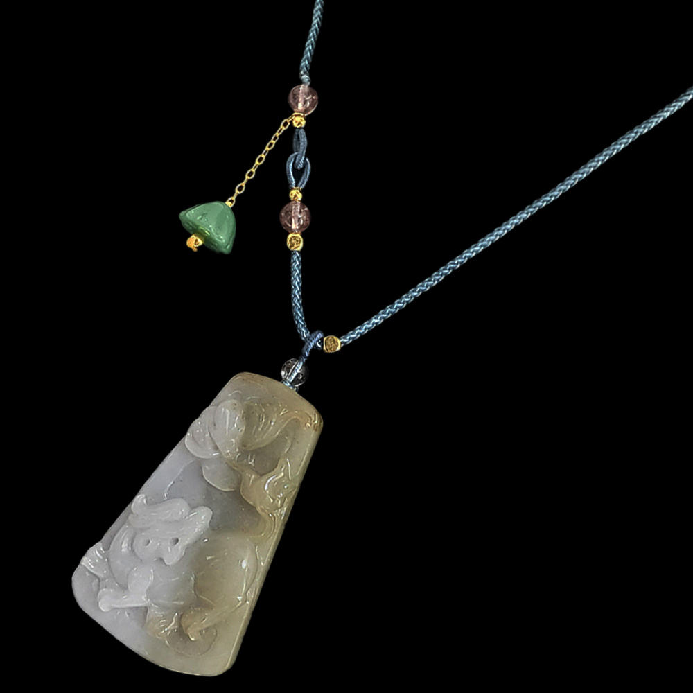 麒麟 湖青玉佩 中國結項鍊【十方】136934