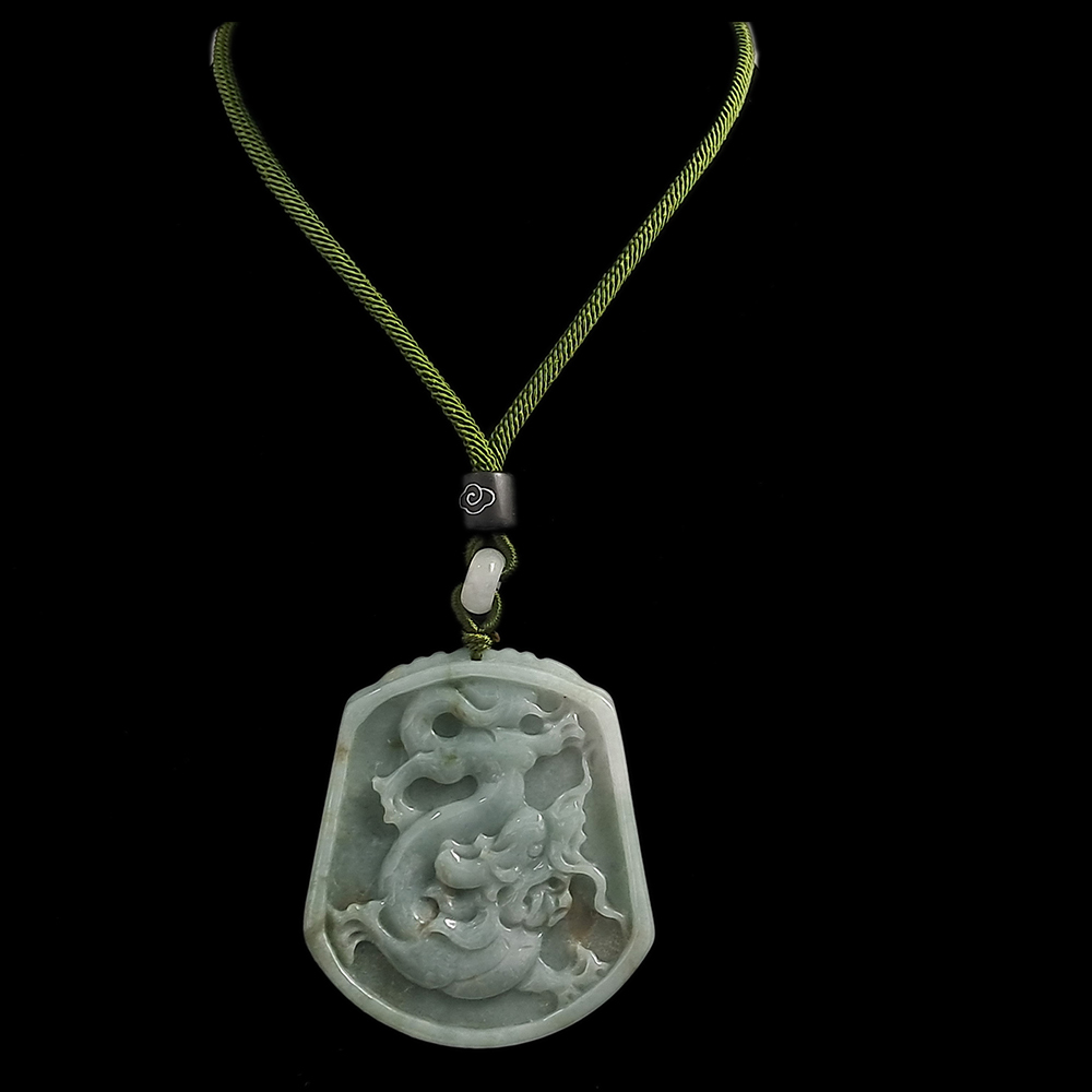 祥龍 神龍擺尾 緬甸玉珮 中國結項鍊【十方】137045