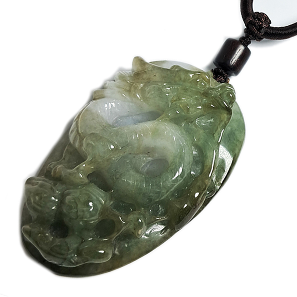 祥龍(油青)玉佩 中國結項鍊【十方】136959