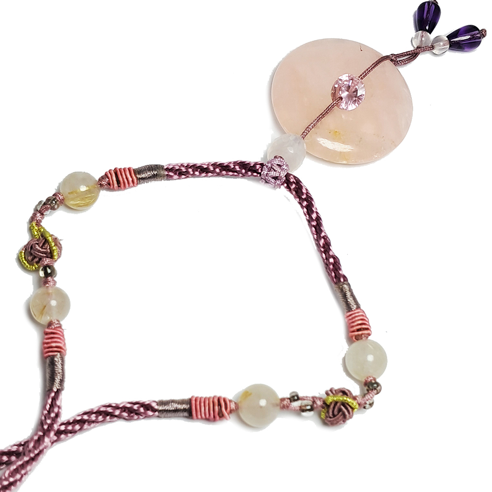 水晶鑽+同心圓{星光粉晶}項鍊【十方】137652