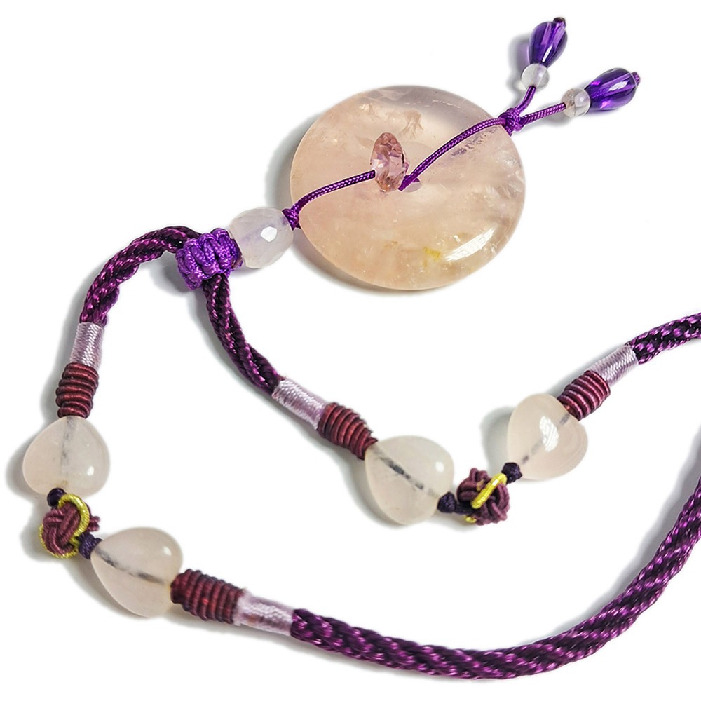 水晶鑽+同心圓{星光粉晶}項鍊【十方】137653